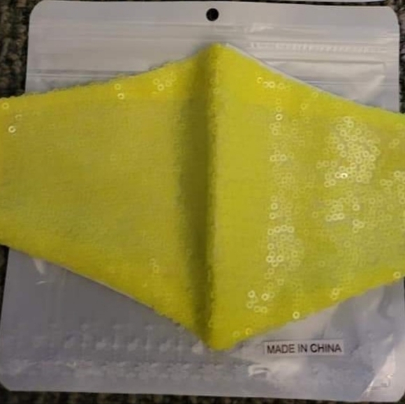 Sequin Facemasks Adult, Orange $ Lemon Colour, Lot of 5 - Picture 3 of 6